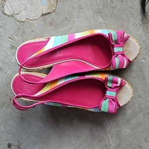 Coach Grace Wedges, pink/multicolor size 9.5